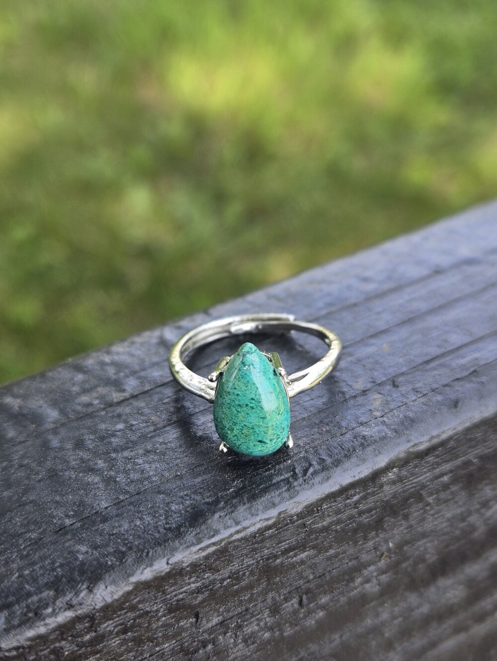 Teardrop Teal Chrydocolla Ring